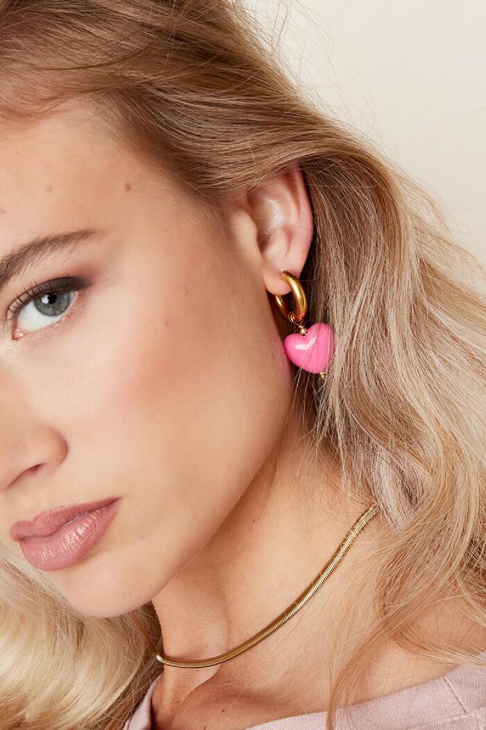 Kleurrijke hartjes oorbellen - #summergirls collection Roze Stainless Steel Afbeelding3